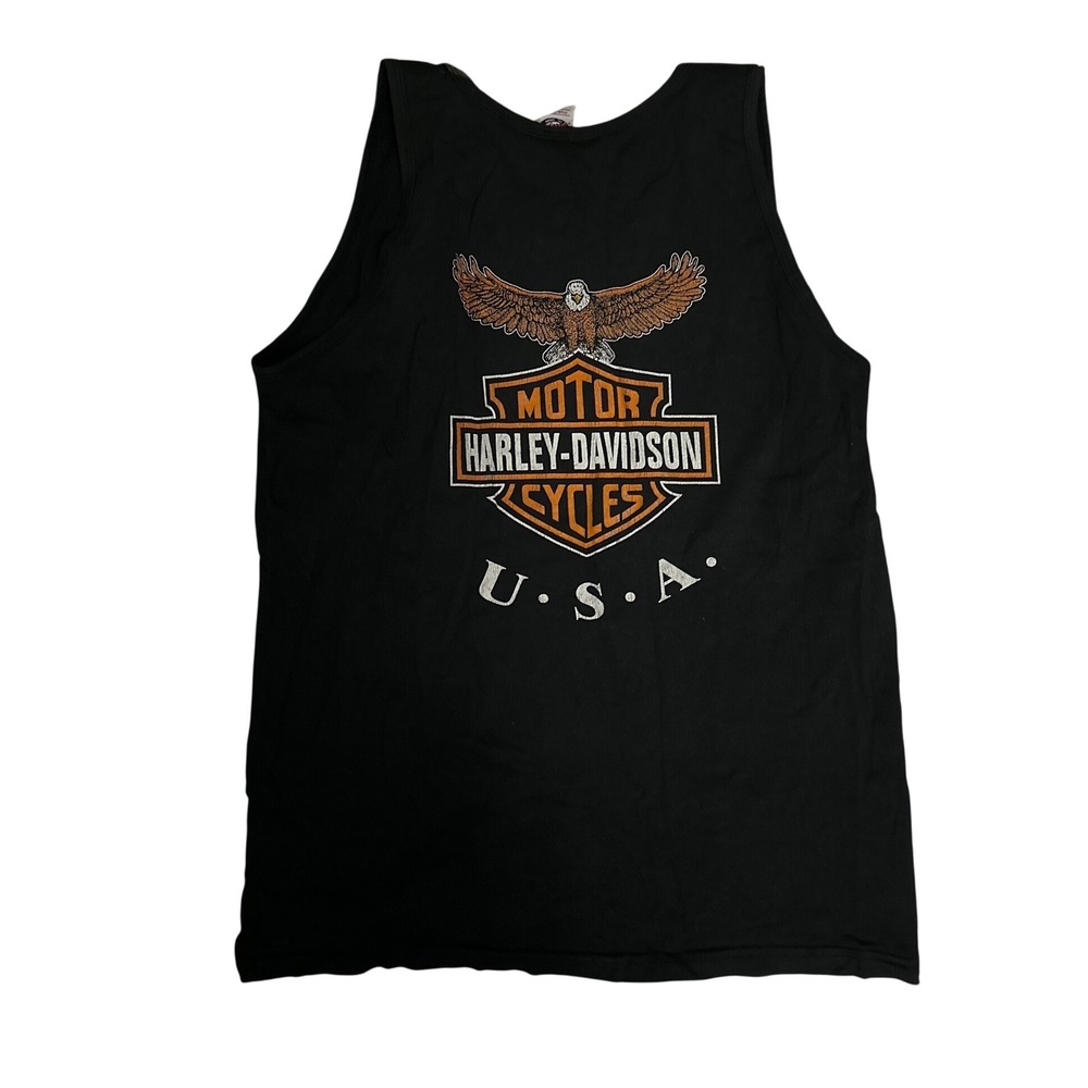 Vintage Harley Davidson Cycles Eagle Shield Tank Top XL Black Made in USA Major